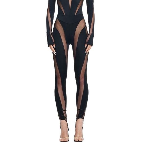 H&M Pants - H&M x Mugler Mesh-Paneled Stirrup Leggings